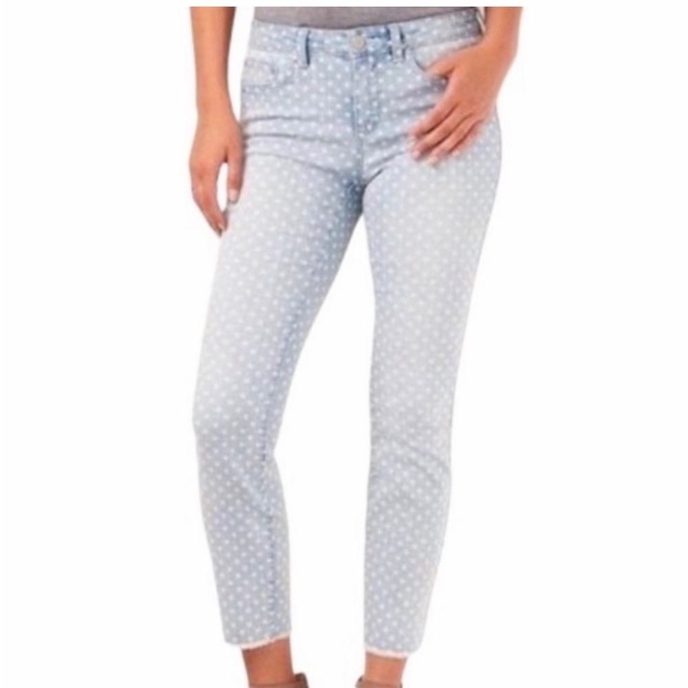 NWT LC Lauren Conrad Light Blue Polka Dot Cropped Jeans Skinny crop - Picture 2 of 9